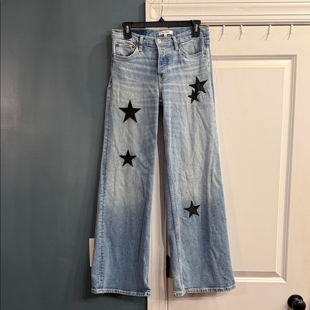 Re/Done Mid Rise Wide Leg in Opal Indigo Nu Star 27x32